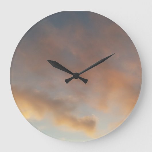 雲の中を散歩すると、青い空にピンク色の雲が立ち並び、 ラージ壁時計 (正面)