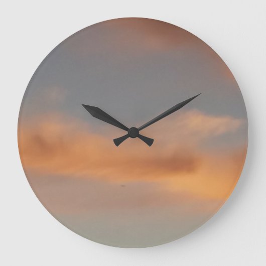 雲の中を歩くと、青い空にピンク色の雲。 ラージ壁時計 (正面)