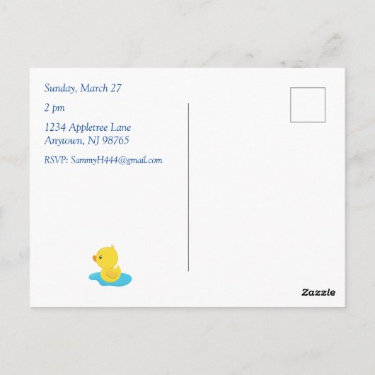 雲の傘とカスタム赤ちゃんシャワーの虹 ポストカード (裏面)