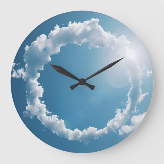 雲の写真 青空  ラージ壁時計 (正面)