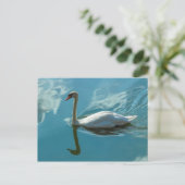 雲の反射がある白鳥 ポストカード (スタンド正面)