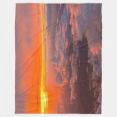 雲の夕日オレンジと黄色 | フリースブランケット (正面)