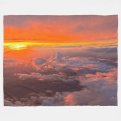 雲の夕日オレンジと黄色 | フリースブランケット (正面(横))