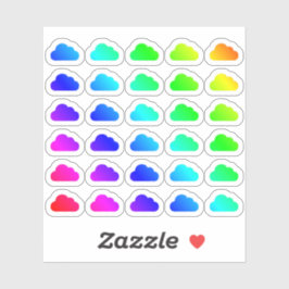 雲の多カラフルく小さな虹の雲 シール