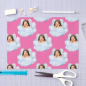 雲の天使5 – ピンク – ティッシュラッピング紙 薄葉紙 (クラフト)