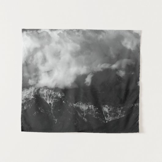 雲の威厳のある下の山 タペストリー (正面(横))