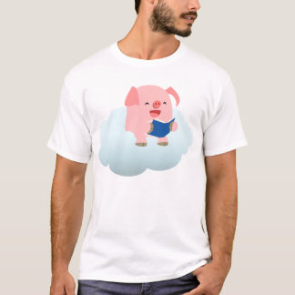 雲の子どもTシャツに可愛い漫画ピグリーダー Tシャツ