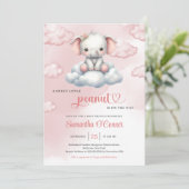 雲の小さな落花生に可愛いベビーゾウ 招待状 (スタンド正面)