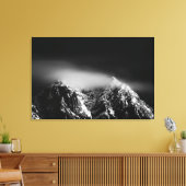 雲の山々の黒と白の長い露出 キャンバスプリント (インサイチュ (リビング))