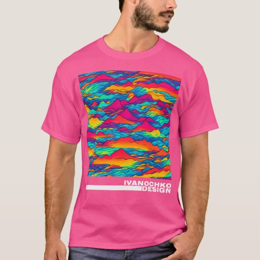 雲の山の抽象化アクティブ Tシャツ (正面)