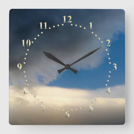 雲の幕 スクエア壁時計 (正面)