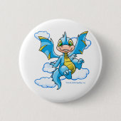 雲の彼の頭部との青いScorchio 缶バッジ (正面)