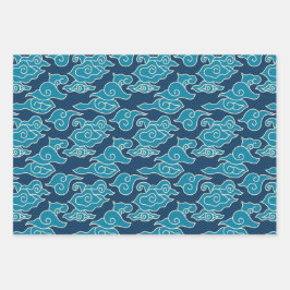 雲の日本のパターン ラッピングペーパーシート