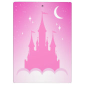 雲の星明かりの月の空のピンクの夢みるような城 クリップボード (裏面)