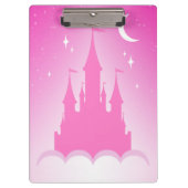 雲の星明かりの月の空のピンクの夢みるような城 クリップボード (正面)