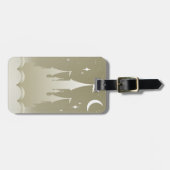 雲の星明かりの月の空の銀製の夢みるような城 ラゲッジタグ (正面横)