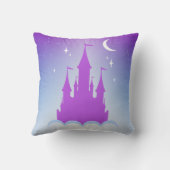 雲の星明かりの空の夜の夢みるような城 クッション (裏面)