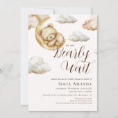 雲の月の赤ちゃんシャワーを待つことができる 招待状 (正面)