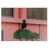 雲の木に止まり木を張る大きなハングルカラス カッティングボード (正面)
