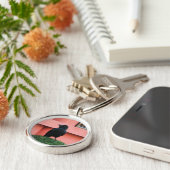 雲の木に止まり木を張る大きなハングルカラス キーホルダー (側面)