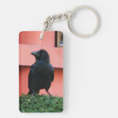 雲の木に止まり木を張る大きなハングルカラス キーホルダー (裏面)