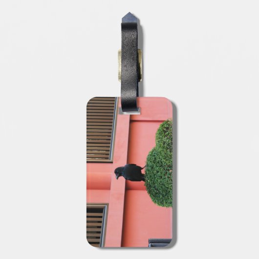 雲の木に止まり木を張る大きなハングルカラス ラゲッジタグ (裏面縦)