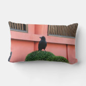 雲の木に止まり木を張る大きなハングルカラス ランバークッション (裏面)