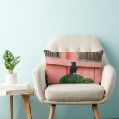 雲の木に止まり木を張る大きなハングルカラス ランバークッション (椅子)