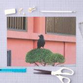 雲の木に止まり木を張る大きなハングルカラス 薄葉紙 (クラフト)