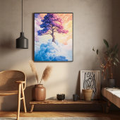 雲の木の抽象芸術インスパイア自然 ポスター