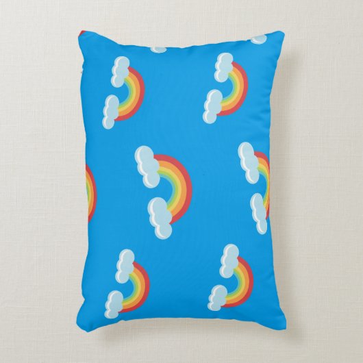 雲の模様が描かれた可愛い虹 アクセントクッション (正面(垂直))