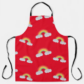 雲の模様が描かれた可愛い虹 エプロン (正面)