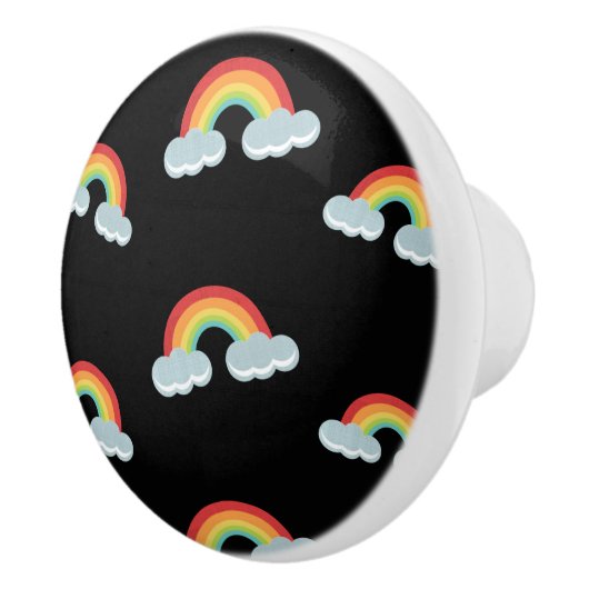雲の模様が描かれた可愛い虹 セラミックノブ (右)