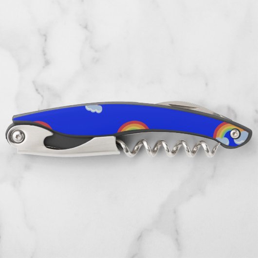 雲の模様が描かれた可愛い虹 ソムリエナイフ (正面)