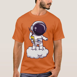 雲の漫画に雷を持つ宇宙飛行士 Tシャツ