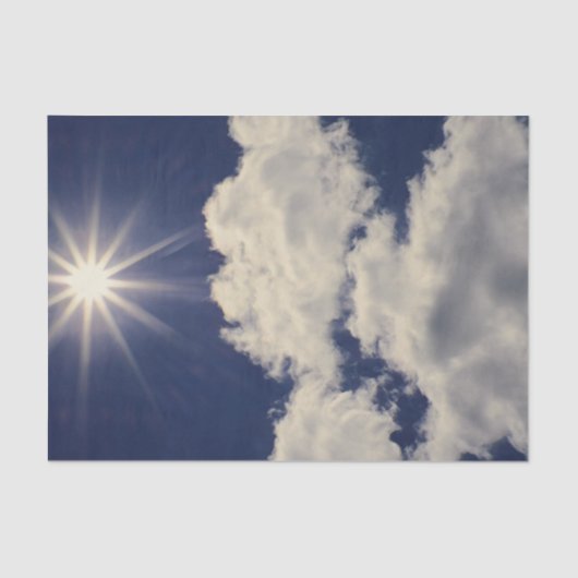 雲の白い青空の美しい太陽 薄葉紙 (正面)