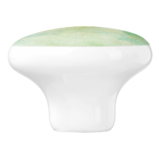 雲の空絵を描のティール（緑がかった色）クリームヴィンテージの外観 セラミックノブ (側面)