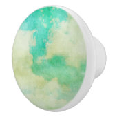 雲の空絵を描のティール(緑がかった色)クリームヴィンテージの外観 セラミックノブ (右)