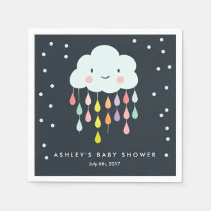 雲の紙ナプキンのベビーは雨滴のシャワーを振りかけます スタンダードカクテルナプキン