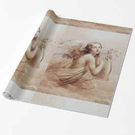 雲の茶色上のLYRAを演じる天使 ラッピングペーパー