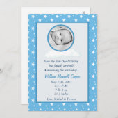 雲の誕生の発表の5x7男の子の円の写真 招待状 (正面/裏面)