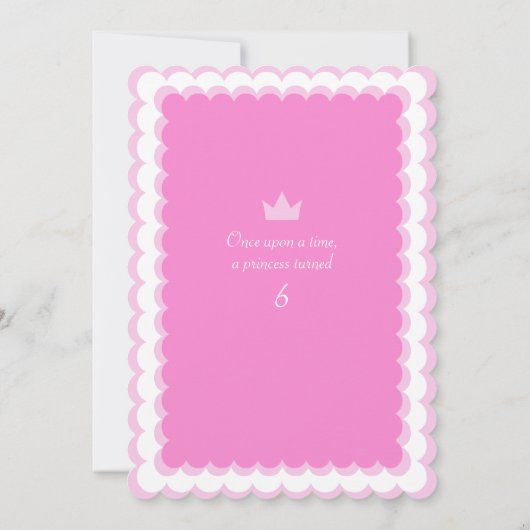 雲の誕生日のピンクの夢みるような城 招待状 (裏面)