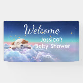 雲の赤ちゃんシャワーで子犬を浴びる 横断幕 (横)