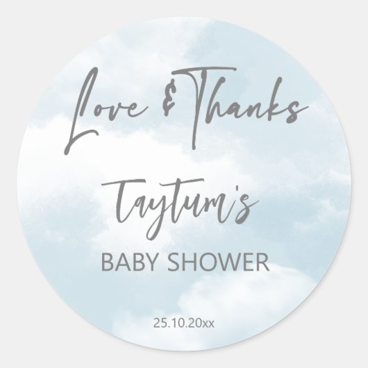 雲の赤ちゃんシャワーのパステルの雲感謝していあなたが好き ラウンドシール (正面)