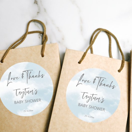 雲の赤ちゃんシャワーのパステルの雲感謝していあなたが好き ラウンドシール