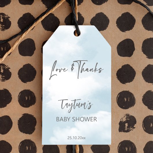 雲の赤ちゃんシャワーパステル灰色の雲の好意 ギフトタグ