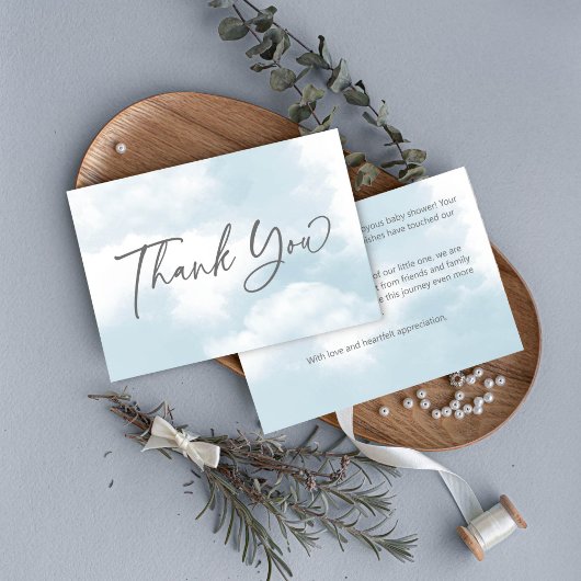 雲の赤ちゃんシャワーパステル灰色の雲の赤ちゃんシャワー サンキューカード