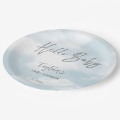 雲の赤ちゃんシャワー灰色の雲の赤ちゃんシャワーテンプレート ペーパープレート (アングル)