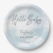 雲の赤ちゃんシャワー灰色の雲の赤ちゃんシャワーテンプレート ペーパープレート (正面)