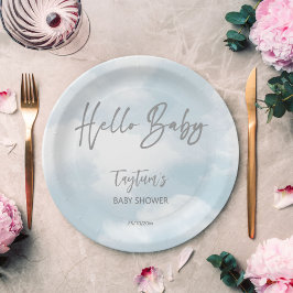 雲の赤ちゃんシャワー灰色の雲の赤ちゃんシャワーテンプレート ペーパープレート